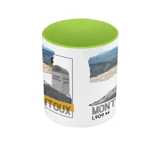 Couvette Vert Premium Mont Ventoux Cyclisme - Tasse Vélo - Couleur Intérieure Accord - Tasse avec Anse