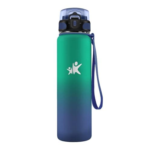 Gourde Isotherme KollyKolla 500ml pour Enfant | Étanche, Reutilisable sans BPA, pour l'école et le Bureau | Fitness — 1l丨armée Verte + Bleu Foncé