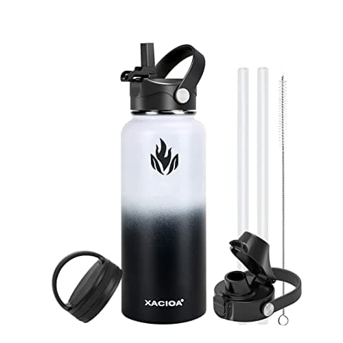 Gourde isotherme XACIOA 1,2L femme voyage anti-fuite chaud et froid — White/Black