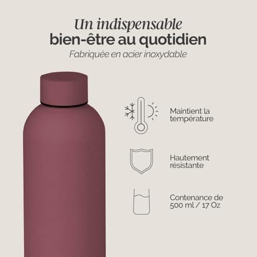 Vivezen - Bouteille isotherme 500ml réutilisable chaud ou froid - Multiple coloris