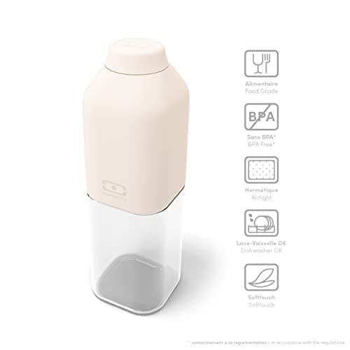 Monbento Bouteille d'Eau MB Positive M Natural Cream 500ml Hermétique pour Bureau Sport Pique-Nique Sans BPA Zéro Déchet