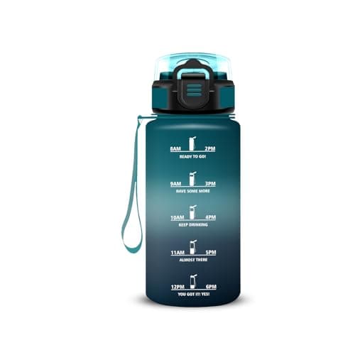 Gourde Enfant 500ml Anti Fuite pour École et Sports with Motivation Slogan | Facile à Nettoyer, Ideale pour Camping et V — Vert-gris