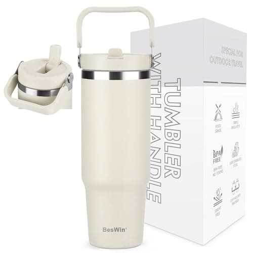 BesWin Gourde isotherme en acier inoxydable – Idéale pour sportifs – Isolation sous vide double paroi Bleu(Clair et prof — Beige