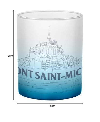 Mug en Verre Bleu Mont Saint Michel Minimaliste pour Touristes du Village Normandie
