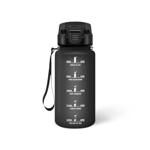 Gourde Enfant 500ml Noire-Rouge, Anti-Fuite et Facile à Nettoyer, Idéale pour l'École, Velo et Voyage — Noir