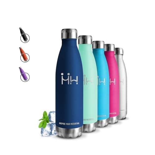 Gourde Isotherme 500ml Sans BPA, 24h Froid & 12h Chaud, Anti-Fuite pour Camping, Randonnée et Running — Bleu Foncé