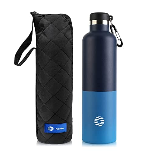 Gourde Isotherme FEIJIAN 750ml/1L - Bouteille Inox Bouche Standard pour Sportifs - Sans BPA et Cadeau Idéal — Bleu Marine et Bleu Clair