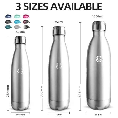 Grsta Gourde Isotherme 500ml 24h Froid & 12h Chaud, Gourde Inox Sans BPA, Facile à Transporter - Bouteille d'eau pour l'