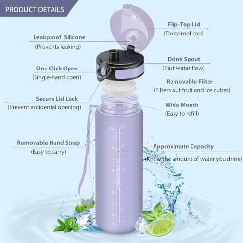 Bouteille d'eau Vikaster sans BPA, Étanche & Réutilisable pour le Sport et les Activités Outdoor, Gourde Randonnée Yoga