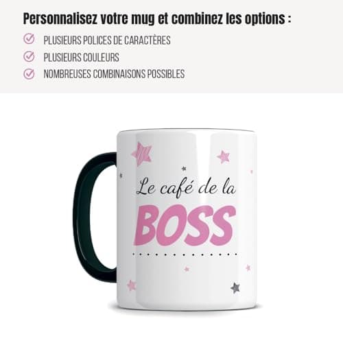 Mug Personnalisé Original Star Mug Noir avec Texte personnalisable – Cadeau Completement Original 330ML pour Anniversair