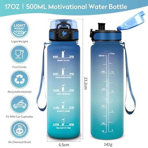 Gourde Enfant 500ml, Bouteille d'eau Étanche et Réutilisable pour Enfants, Gourde Sport avec Filtre et Marqueur de Temps