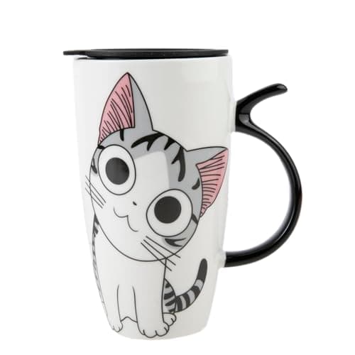 Mug Chat Kawaii Lachineuse 600ml Blanc Isotherme cadeau Japanese — Mug Cute Cat