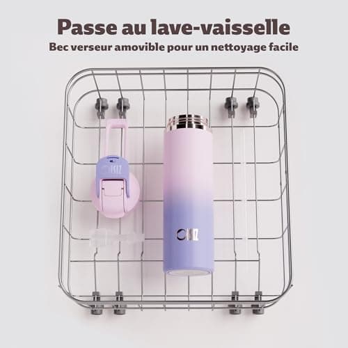 OISIZ Gourde Isotherme 720ml/24oz 2 en 1 avec couvercle à paille, Verrouillage de sécurité en un clic, 100% étanche cons