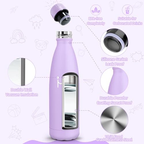 Sac à Eau Motswedi Isotherme Bleu Clair pour Enfant et Adulte, 500ml sans BPA, Isolation Thermique 24h Froid & 12h Chaud