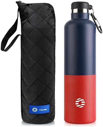 Gourde Isotherme FEIJIAN 750ml/1L - Bouteille Inox Bouche Standard pour Sportifs - Sans BPA et Cadeau Idéal — Bleu et Rouge