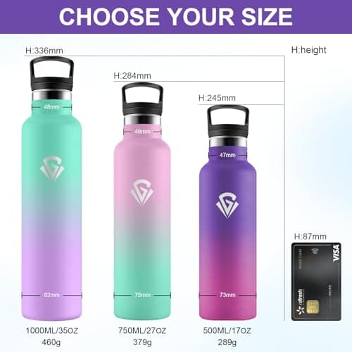 Gourde Isotherme Double Paroi 500ml, Bouteille Inox Étanche Sans BPA pour Enfants et Adultes, Idéale pour Bureau, Extéri