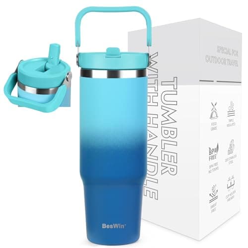 BesWin Gourde isotherme en acier inoxydable – Idéale pour sportifs – Isolation sous vide double paroi Bleu(Clair et prof