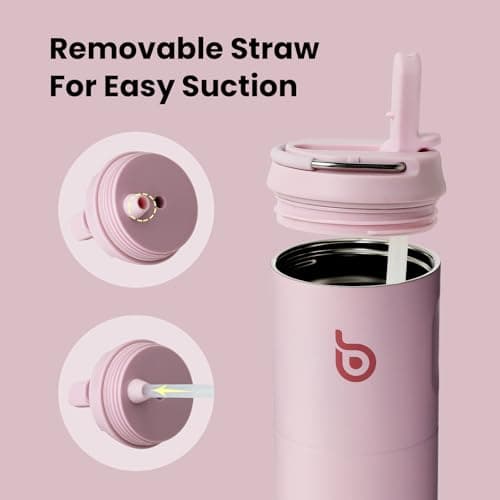 Bouteille d'eau isotherme en acier inoxydable pour sport et voyage - Rose clair, 710 ml,anti-fuite, sans BPA