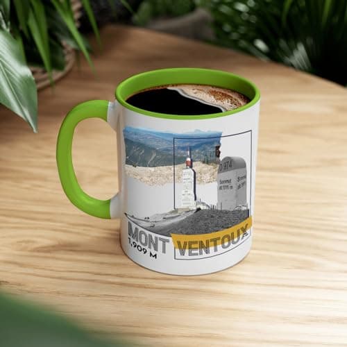 Couvette Vert Premium Mont Ventoux Cyclisme - Tasse Vélo - Couleur Intérieure Accord - Tasse avec Anse