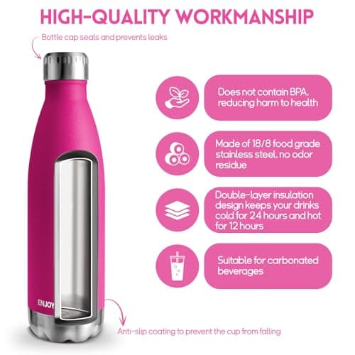 Gourde Isotherme 500ml Sans BPA Réutilisable - Bouteille Isolée pour Running, Bureau et École - Processus de Revêtement