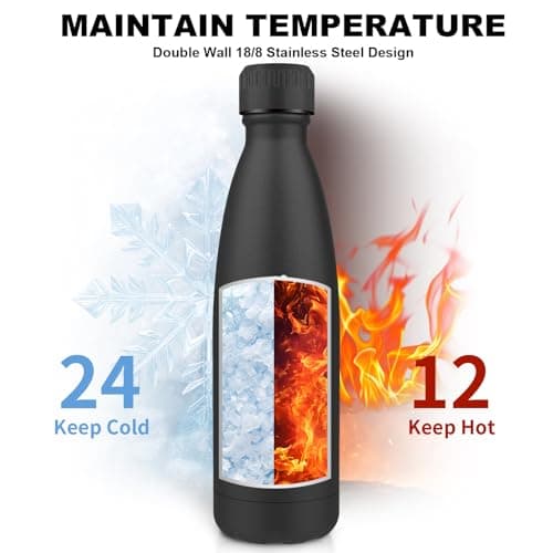 Goude Grsta Isotherme 500ml pour l'École, Camping et Voyages, Maintien la Température Froid & Chaud, Bouteille Réutilisa