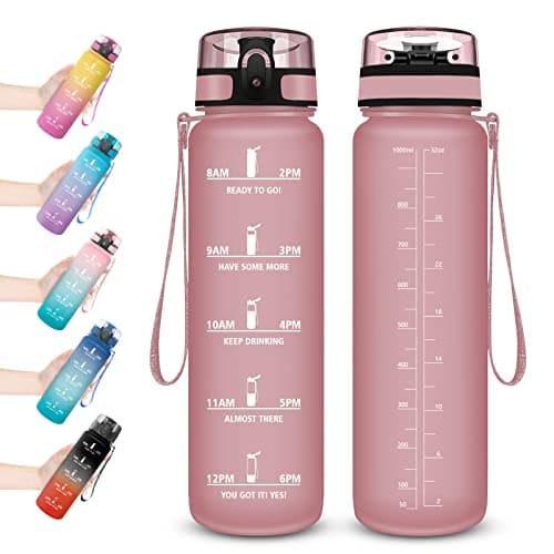 Vikaster Gourde Sport Mat Rose Clair - 500 ML Bouteille d'Eau Sans BPA Étanche & Réutilisable avec Filtre & Marqueur de — Ty-rose
