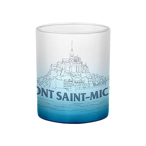 Mug en Verre Bleu Mont Saint Michel Minimaliste pour Touristes du Village Normandie