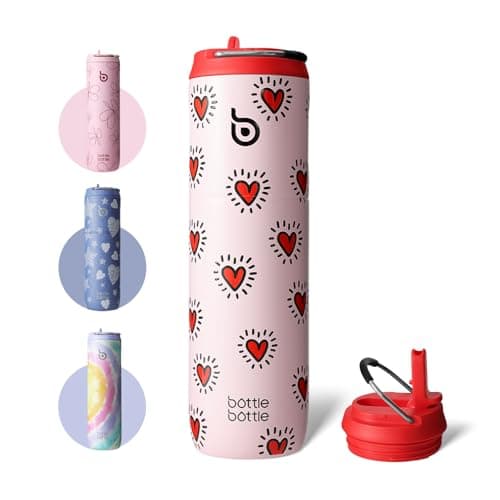 Bouteille d'eau isotherme en acier inoxydable pour sport et voyage - Rose clair, 710 ml,anti-fuite, sans BPA — Battement de Coeur