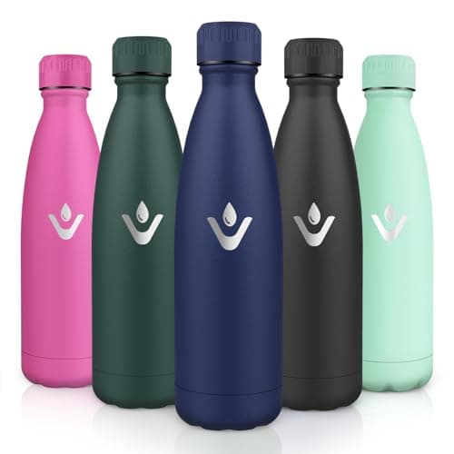 Motswedi Gourde Isotherme 500ml sans BPA, Anti-Fuite 24h Froid & 12h Chaud, Gourde Inox pour Enfants & Adultes, Sport, G — Bleu Foncé