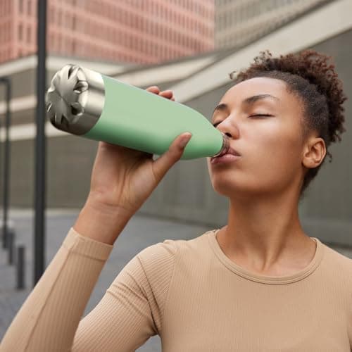 Mont-Clair H2O Gourde isotherme 500ML - Bouteille d'eau en acier sans BPA - 24h froid & 12h chaud - Vert clair  
Mont-Cl