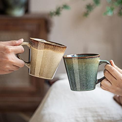 TELANKS grande tasse à café en céramique de 400 ml pour café, lait et thé (vert clair)