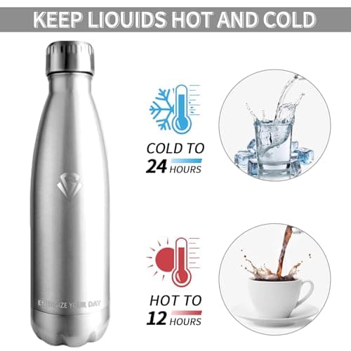 Vikastar Gourde Isotherme 500ml Sans BPA, Gourde Inox Anti-Fuites pour Enfants et Adultes, Sport, École, Gym – Bouteille