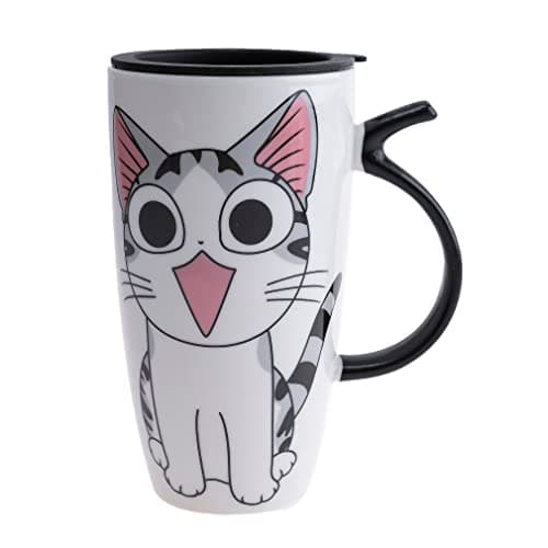 Mug Chat Kawaii Lachineuse 600ml Blanc Isotherme cadeau Japanese — Multicolore