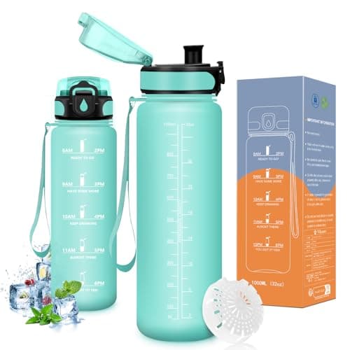 Bouteille d'eau Vikaster sans BPA, Étanche & Réutilisable pour le Sport et les Activités Outdoor, Gourde Randonnée Yoga — A-mat Bleu Vert