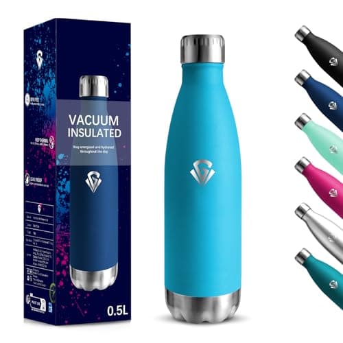 Gourde Isolante 500ml Sans BPA - Acier Inoxydable 18/8, Bouteille Insulated pour Voyage, École et Randonnée - Double Par — Bleu Ciel-500 Ml