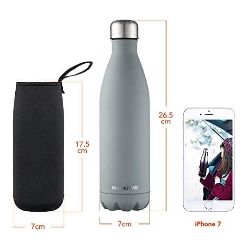 CMXING Thermosgourde Bouteille d'eau en Acier Inoxydable Double Paroi 500ml & 750ml - Isolation Thermique Réutilisable s