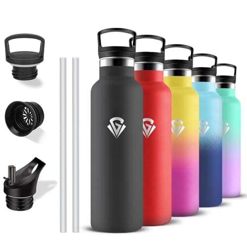 Gourde Isotherme Inox 500ml Anti Fuite pour École et Voyageavec Double Isolation 24h Froid & 12h Chaud — Noir