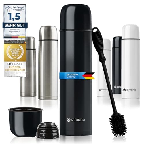Bouteille thermos en acier inoxydable double paroi anti-fuite, garde les boissons chaudes & froides (500 ml) - Avec bros — Noir