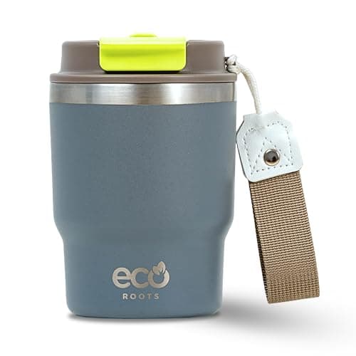 Evergreen ECOROOTS - Tasse Café Isotherme | Couvercle Antifuite | Acier Inoxydable | Sans BPA | Thermo Café Voyage | Tas — Gris Perle