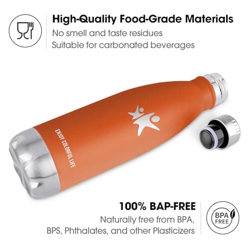 Gourde Inox Isotherme Double Paroi sans BPA - 350/500/650/750ml, Bouteille Étanche Anti-Fuite pour Sport, Gym & École (K