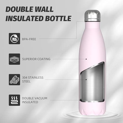 Gourde WATERSY Isotherme Acier Inoxydable Double Paroi pour Sport et Bureau - Garde au Froid 24h et au Chaud 12h - Sans