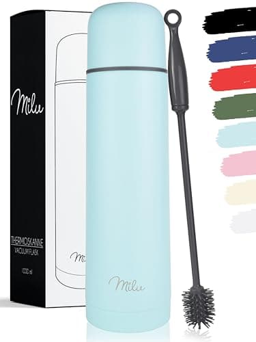 Thermo Double Paroi Milu Bouteille isotherme en acier inoxydable - 500ml, Sans BPA, Transport Café, Thé, Eau (Bleu bébé)