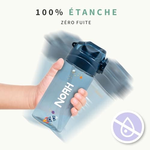 BIENMARQUER - Gourde Personnalisable pour Enfants - Idéale pour l'Ecole et le Jogging - Résistante aux chocs et lavable