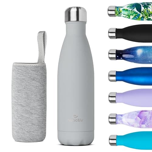Nuactiv Bouteille Isotherme 24h 500ml pour Course et Vélo, Acier Inoxydable Sans BPA, Thermos Sport 500ml — Gris