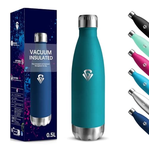 Gourde Isolante 500ml Sans BPA - Acier Inoxydable 18/8, Bouteille Insulated pour Voyage, École et Randonnée - Double Par — Vert Mousse-500 Ml