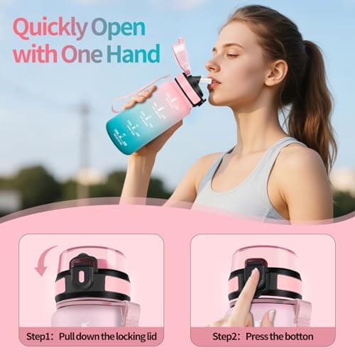 Gourde Motswedi 0.5L Rose et Cyan Adulte, Convient aux Boissons Gazeuses, Étanche pour Salle de Sport et Camping - Motiv