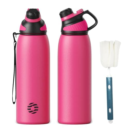 Bouteille Isotherme FJBottle Gourde 1L en Inox - Idéale pour Adultes au Sport, Gym et Voyage - Étanche sans BPA, Cover M — Magenta