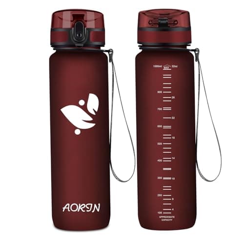 AORIN Gourde Sport BPA-Free & Anti-Fuite 1L pour Adults et Enfants Durant le Sport et les Activités Exteries — Rouge Foncé
