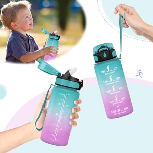 HoneyHolly Gourde 500ml sans BPA, Bouteille Étanche avec Marqueur de Temps, Bouteille Motivative pour Gym, École et Spor