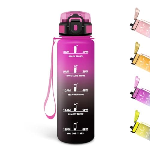 Gourde Motswedi Sport 500ml Anti Fuite Rose Cler & Rose Rouge pour Enfant et Adulte | Bouteille Réutilisable Sans BPA | — Violet Rouge & Noir